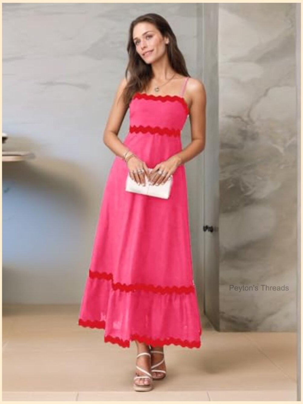 Sleeveless Spaghetti Strap Flowy Maxi Dress with Adjustable Straps - Picture 2 of 5